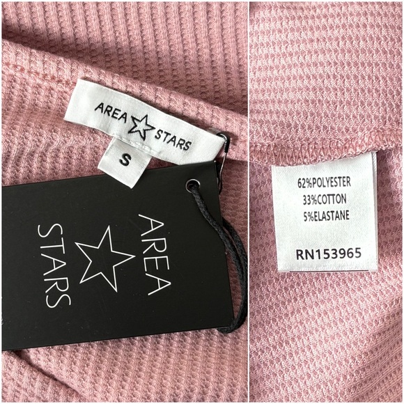 NWT AREA STARS 90s Petal Pink Waffle Knit Sleeveless Crewneck Cropped Tank Top S - Picture 7 of 8